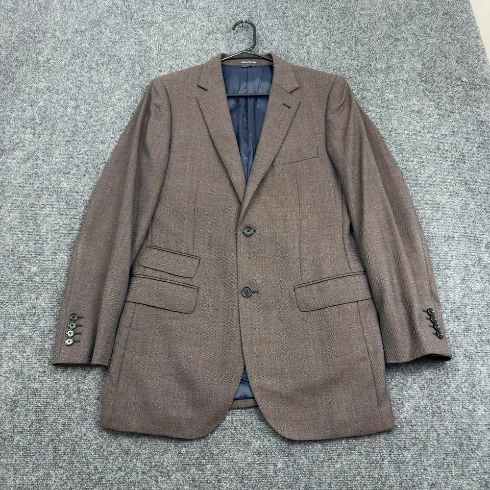 Indochino Suit Jacket Men 40 Brown Wool Textured Two Button Notch Lapel Business